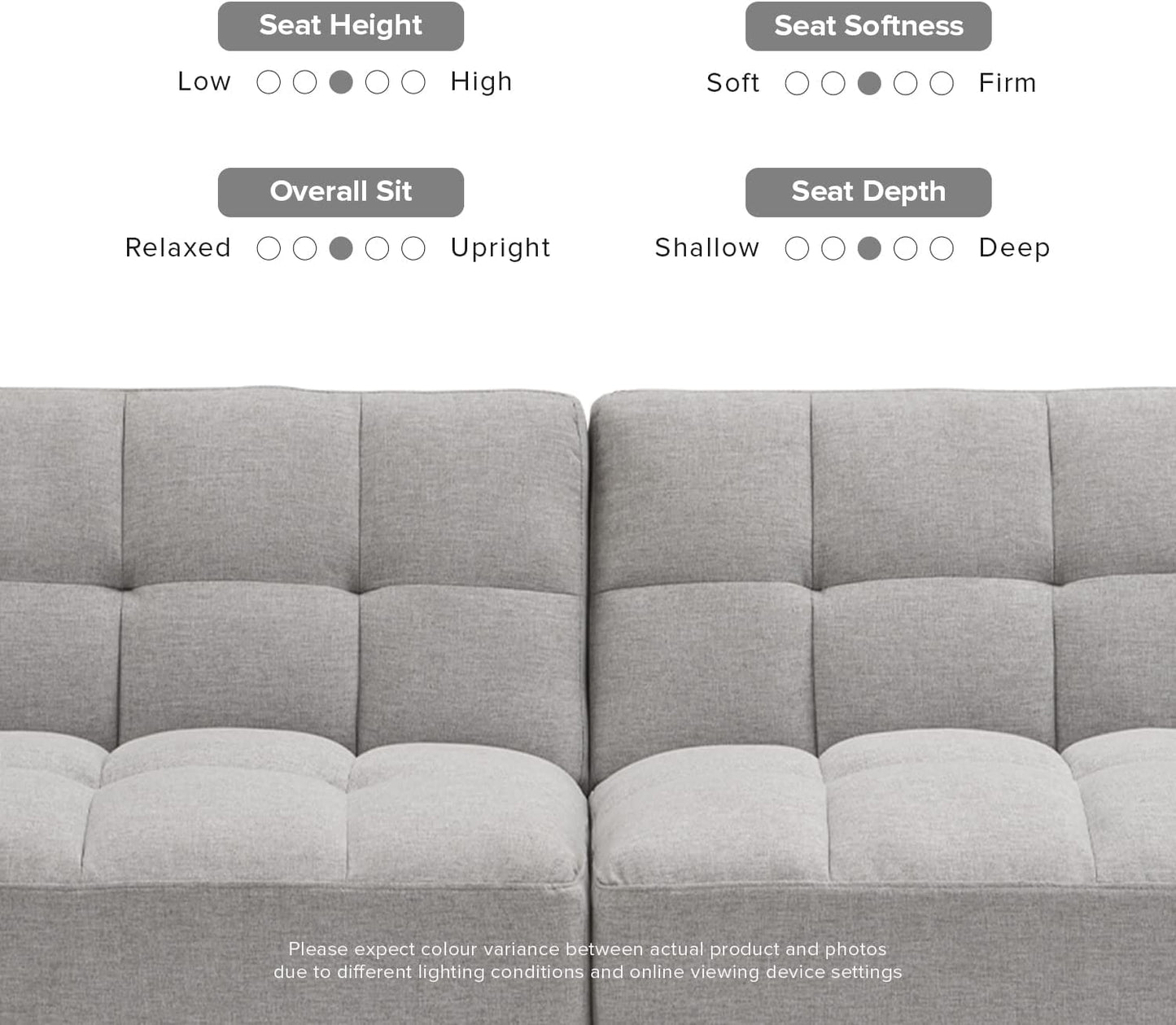 Aaron Futon Convertible Sofa Sleeper Futon with Arms Split Back Design 77.5" Light Gray Fabric