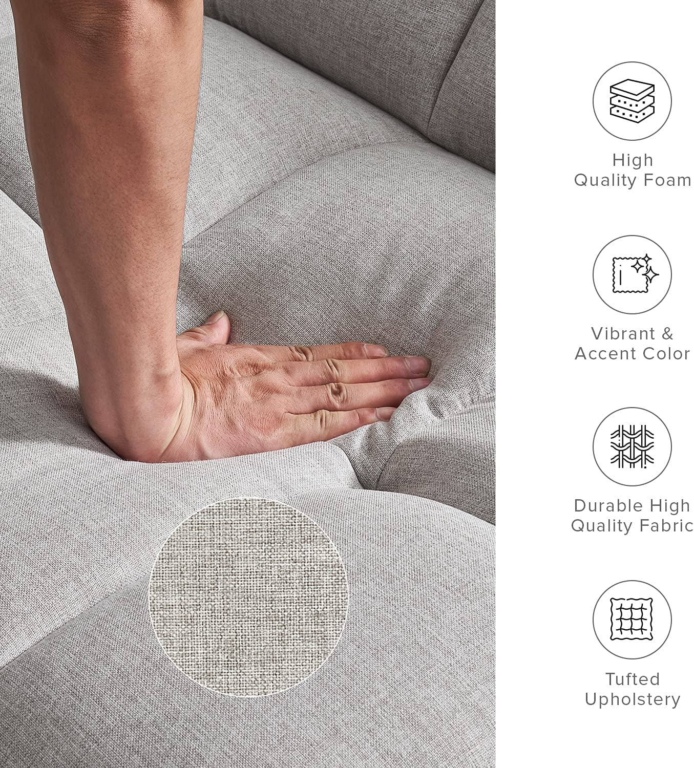 Aaron Futon Convertible Sofa Sleeper Futon with Arms Split Back Design 77.5" Light Gray Fabric
