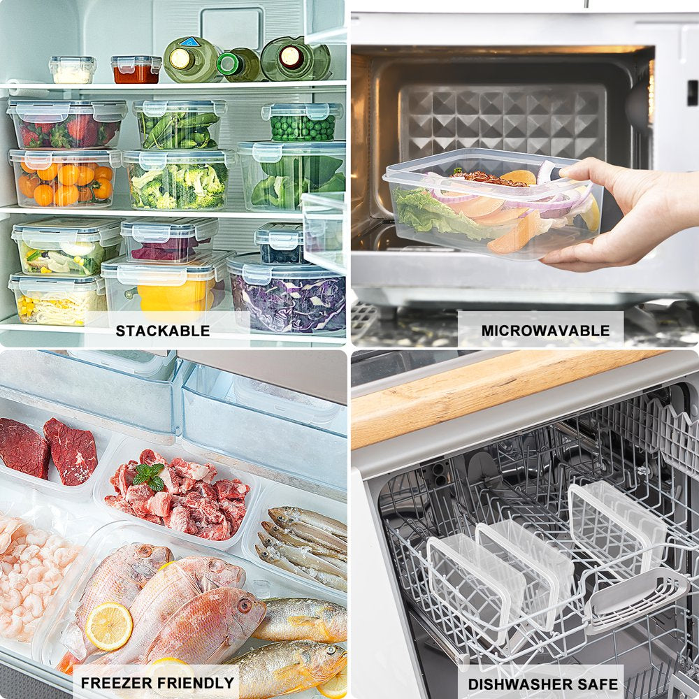 32 Pcs Food Storage Containers Set with Upgraded Snap Locking Lids (16 Lids + 16 Containers) - Airtight Plastic Containers for Pantry & Kitchen Organization - Bpa-Free with Free Labels & Marker
