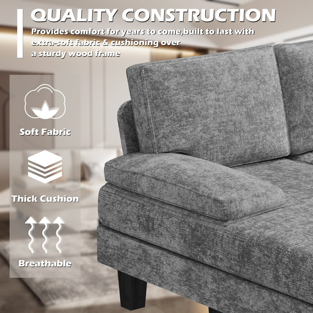 Modern U-Shape Sectional Sofa, Chenille Fabric Modular Couch, 4 Seat Oversized Sofa with Chaise for Living Room, White